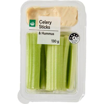 fresh vegetable snack pot celery sticks  & hummus