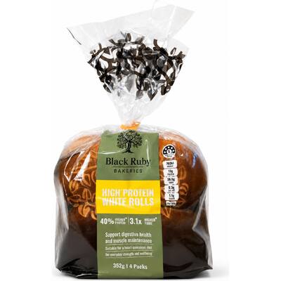 black ruby bakeries white rolls high protein