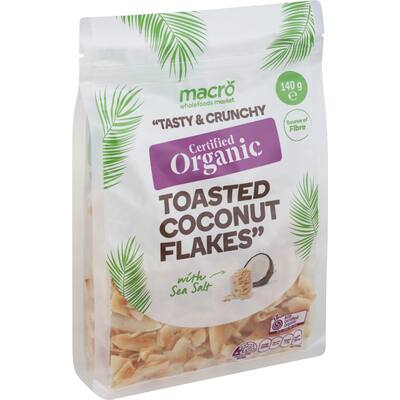 macro organic coconut flakes toasted