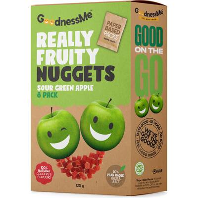 goodness me really fruity nuggets sour green apple
