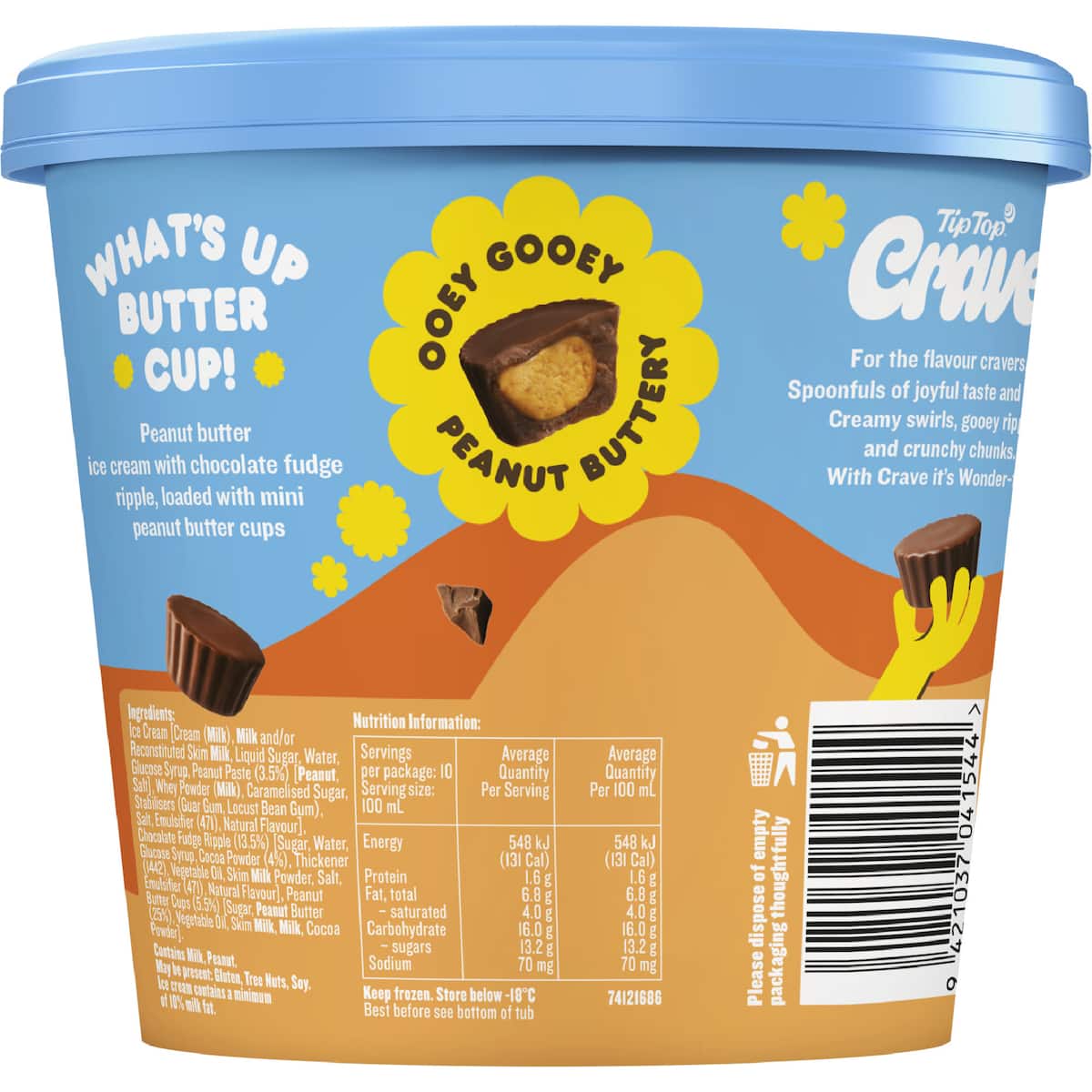 Buy Tip Top Crave Ice Cream Peanut Butter Cup 1L Tub online at ...