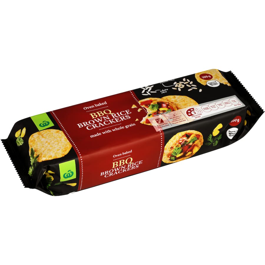 Woolworths Rice Crackers Brown Rice Bbq