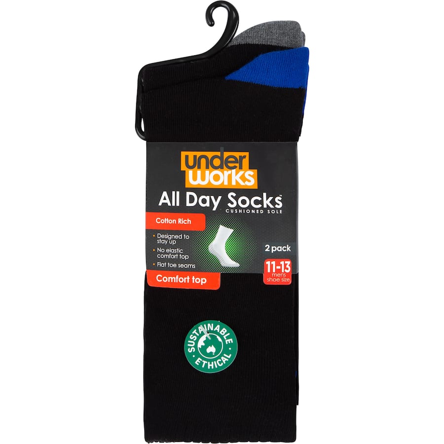 Underworks Mens Socks Cushion Foot Size 11-13