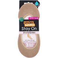 Under Works Ladies Invisible Footlets Skin Size 5-8