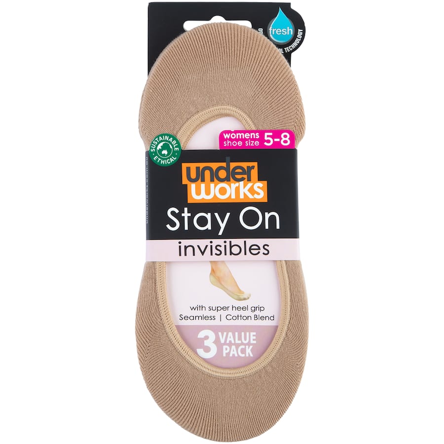 Under Works Ladies Invisible Footlets Skin Size 5-8