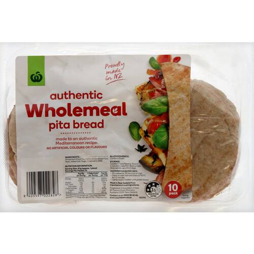 Woolworths Pita Bread Wholemeal 10pk