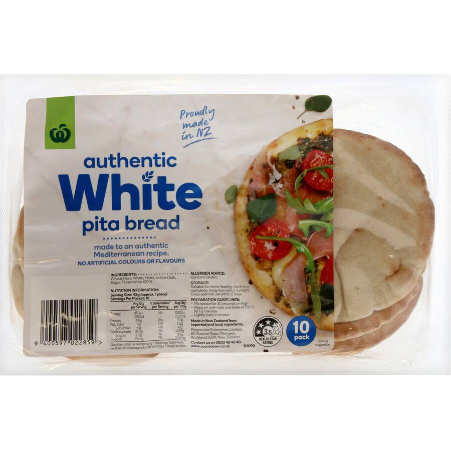 Woolworths Pita Bread Authentic White