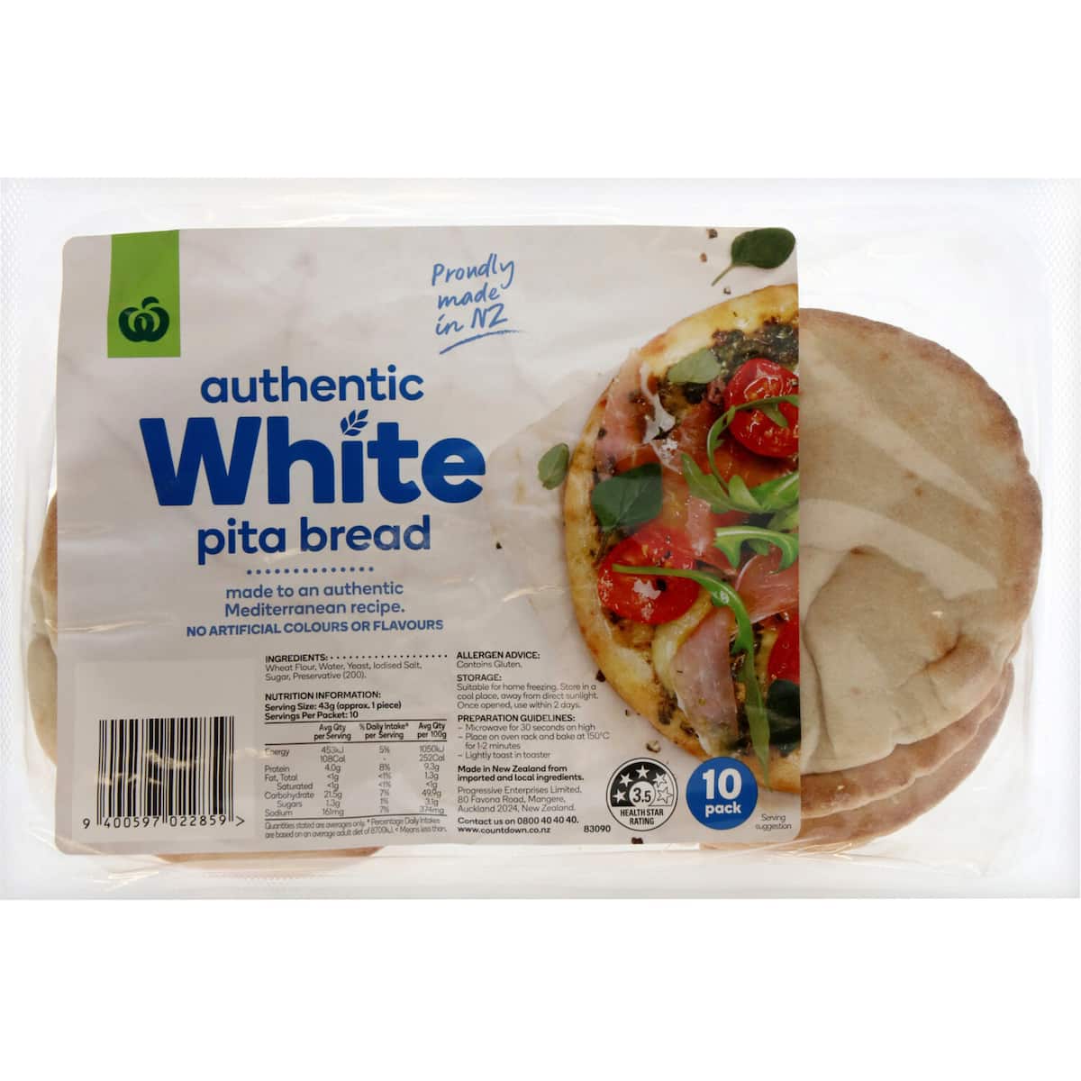 Woolworths Pita Bread White 10pk bunch