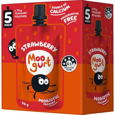 moogurt suckies kids probiotic yoghurt pouches strawberry