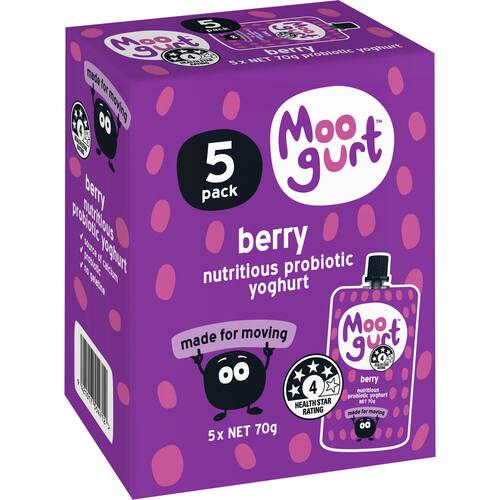 Moogurt Suckies Kids Probiotic Yoghurt Pouches Berry