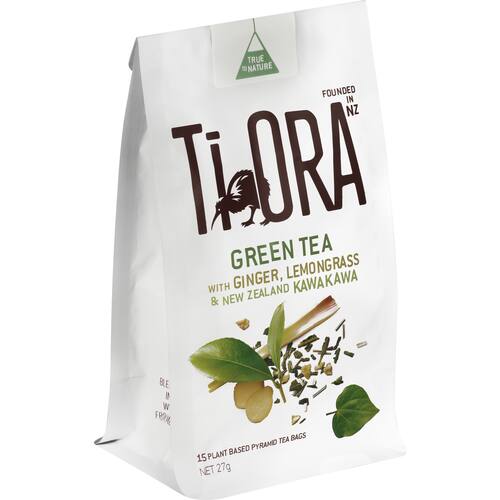 Ti Ora Green Tea Bags With Ginger & Lemongrass