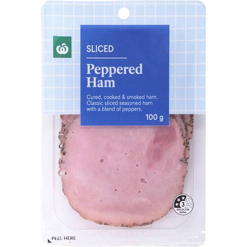 Woolworths Sliced Peppered Ham