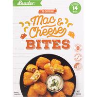 leader snack bites bacon mac & cheese