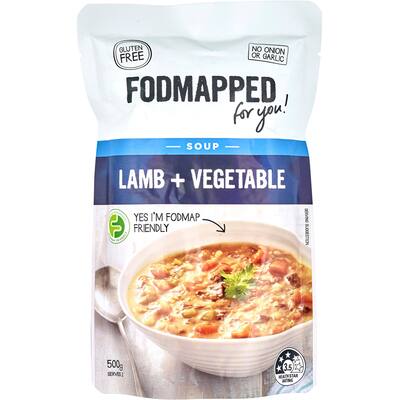 fodmapped soup lamb & veges gluten free pouch