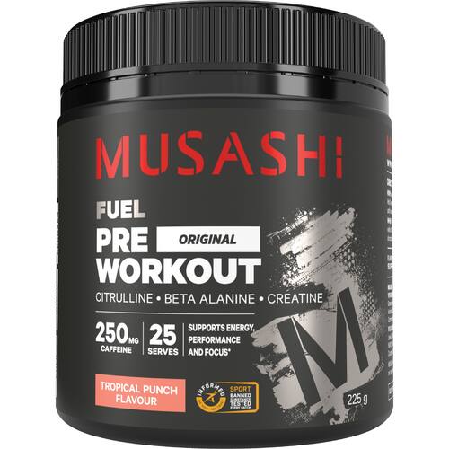 Musashi Pre-Workout Protein Powder Tropical Energy & Performance