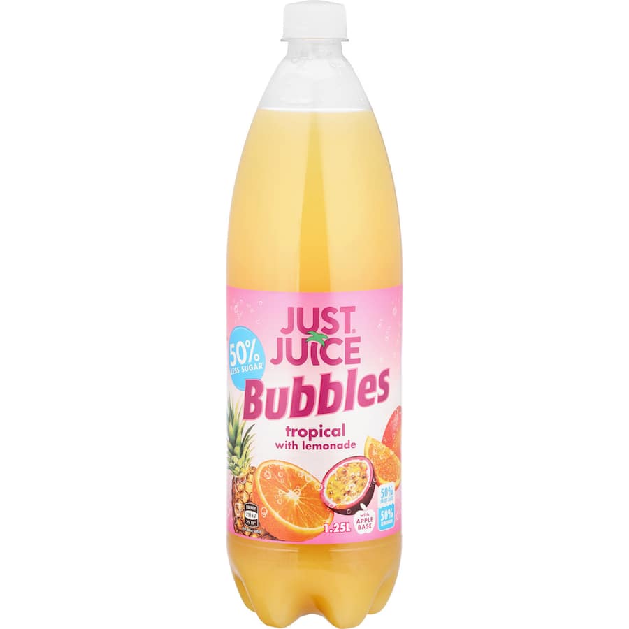 Just Juice Bubbles Soft Drink Tropical 50% Less Sugar