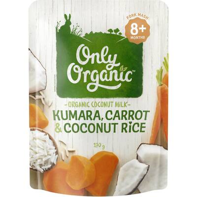 only organic stage 3 baby food kumara carrot & coconut rice