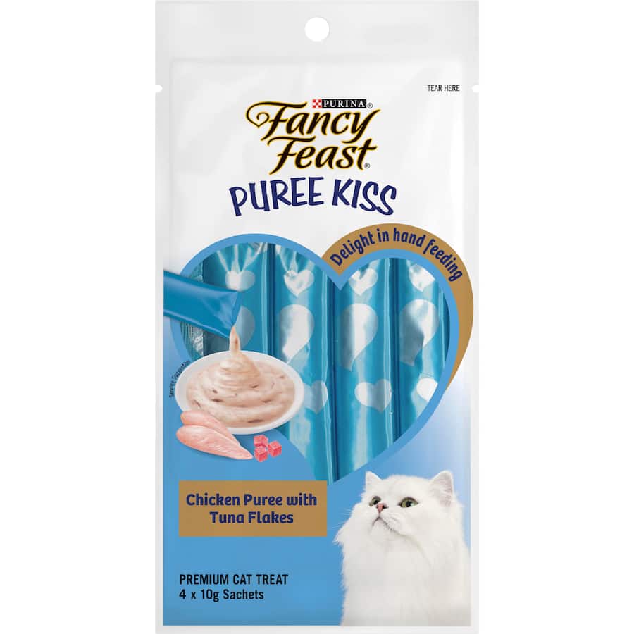 Fancy Feast Puree Kiss Cat Treats Chicken Puree With Tuna Flakes