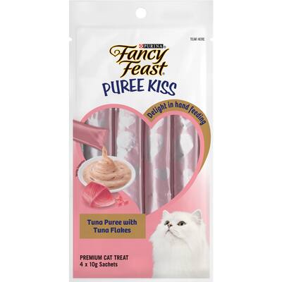 fancy feast puree kiss cat treats tuna puree with tuna flakes