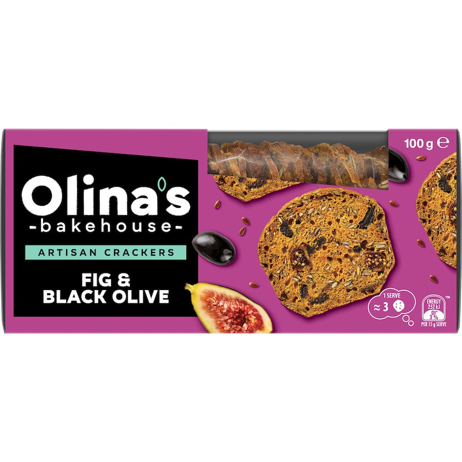 Olina's Bakehouse Artisan Crackers Fig & Black Olive
