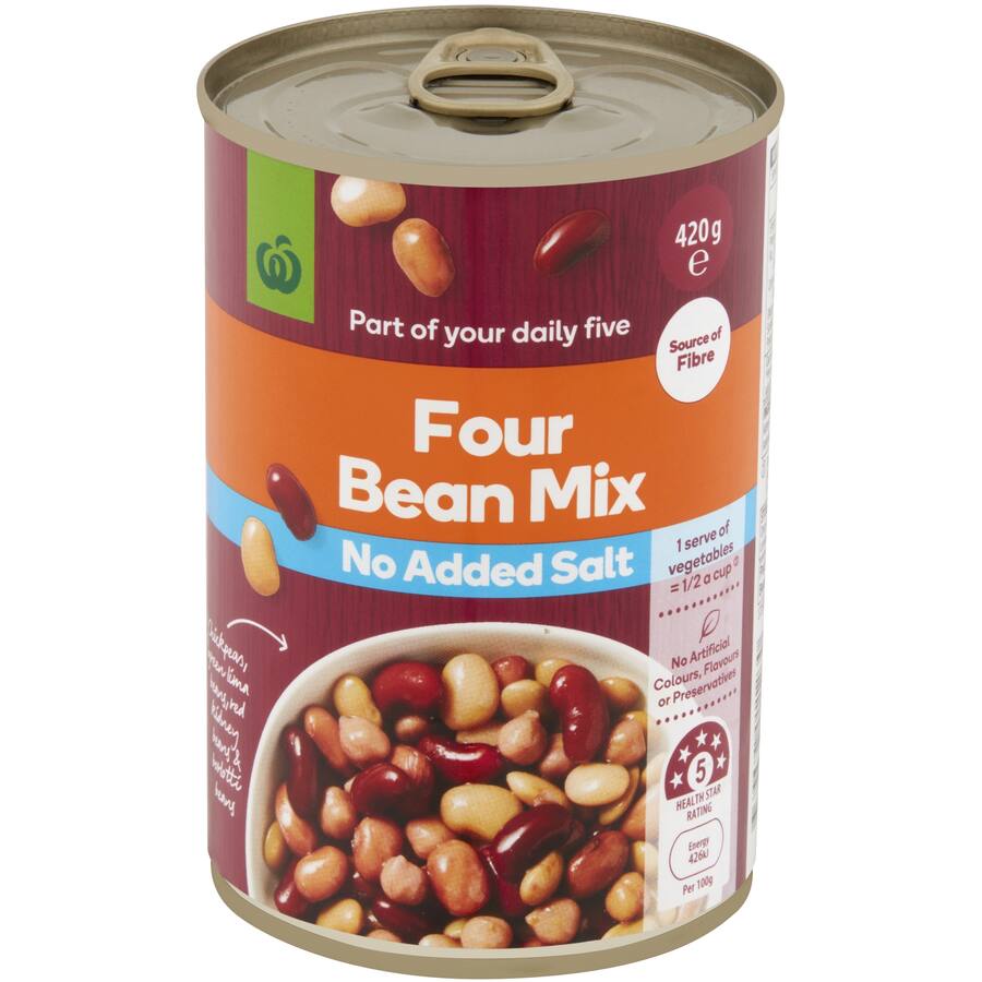 Woolworths Beans Four Bean Mix No Added Salt