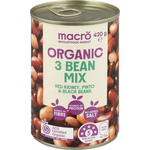 Macro Organic Beans 3 Mixed No Added Salt