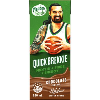 meadow fresh quick brekkie flavoured milk protein + fibre chocolate