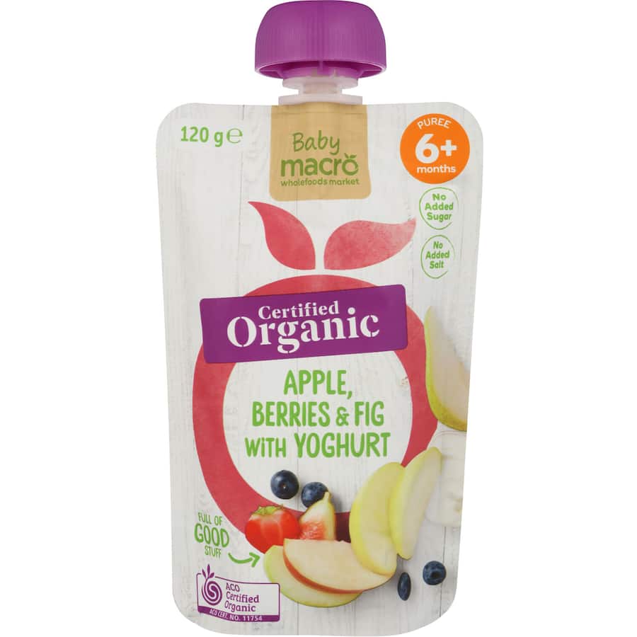 Macro Organic Baby Food 6+ Months Apple, Berries, Fig & Yoghurt