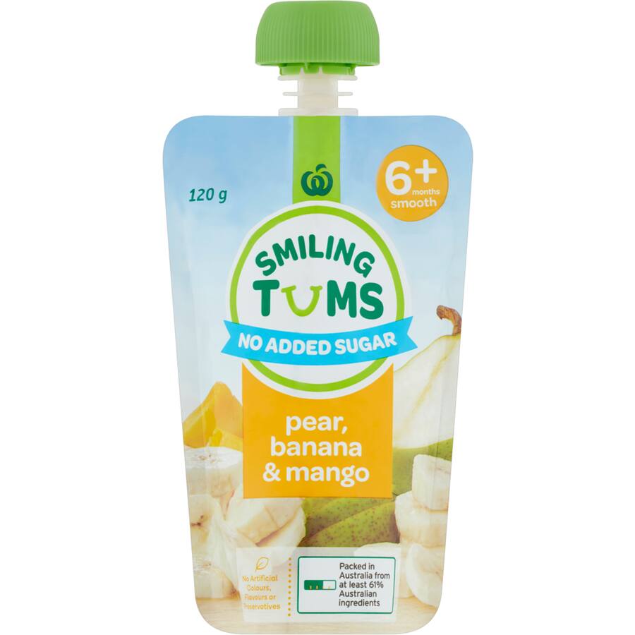 Woolworths Smiling Tums Baby Food Pear, Banana & Mango