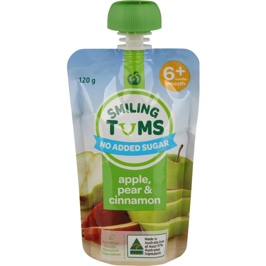 Woolworths Smiling Tums Baby Food Apple, Pear & Cinnamon