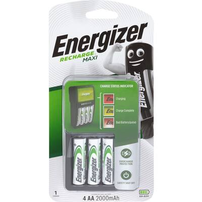 energizer battery charger + 4 x aa batteries