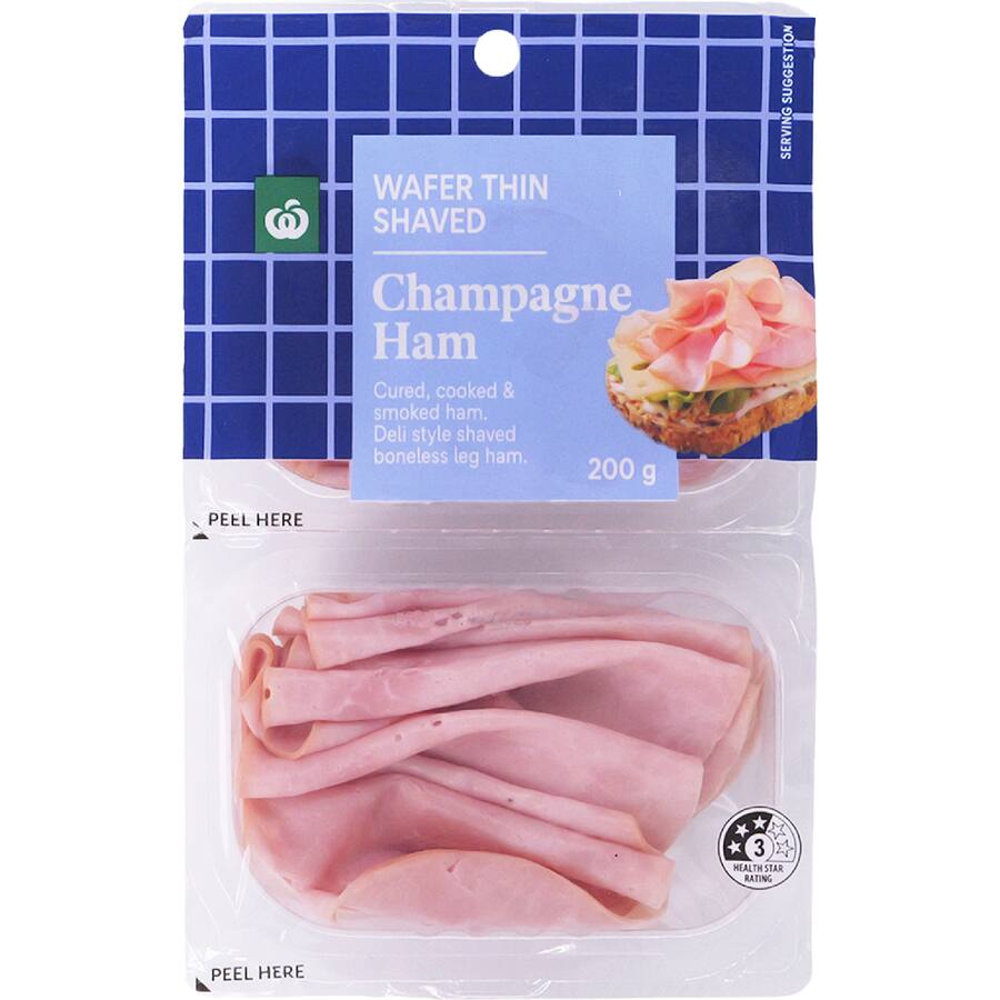 Woolworths Shaved Ham Wafer Thin Champagne