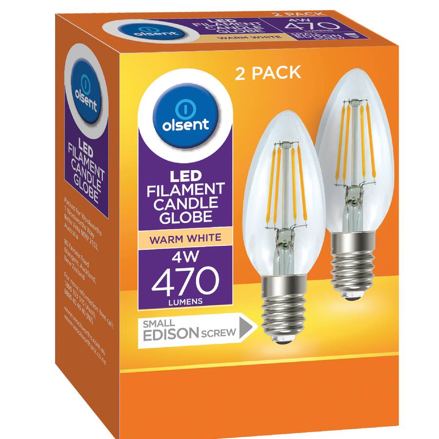 Olsent Screw Candle Bulb Led 4W 470 Lumen Warm White