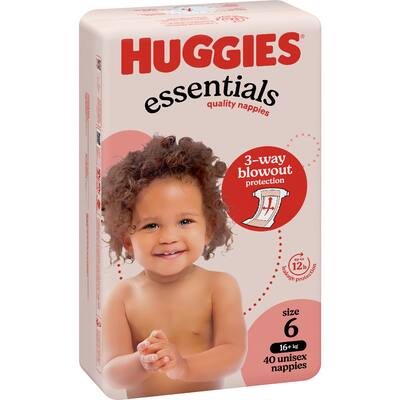 huggies essentials nappies unisex size 6 (16kg+)
