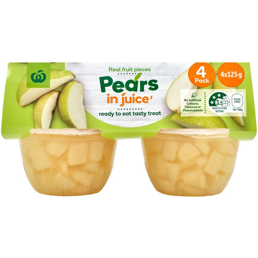 Woolworths Fruit Snack Pears In Juice