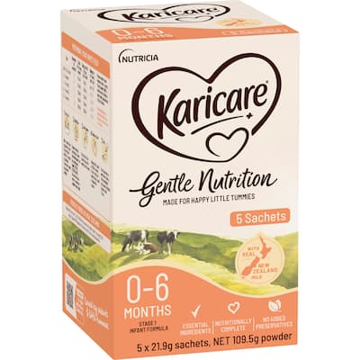 karicare 1 infant formula sachets from 0 to 6 months