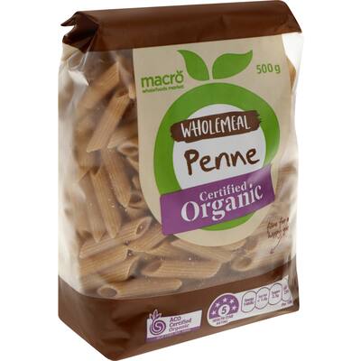 macro organic pasta penne wholemeal