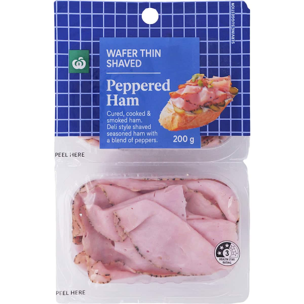 Woolworths Wafer Thin Shaved Peppered Ham 200g | bunch
