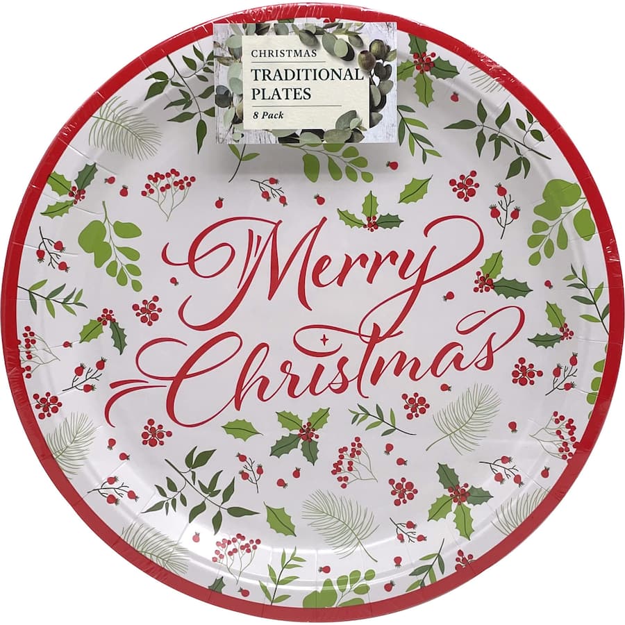Christmas Disposable Dinner Plates Traditional