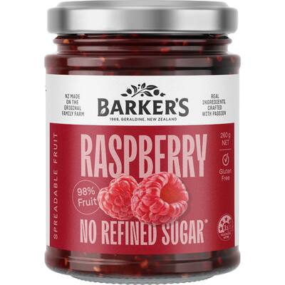 barker's spreadable fruit raspberry no refined sugar
