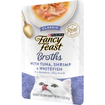 fancy feast broths wet cat food tuna shrimp & whitefish