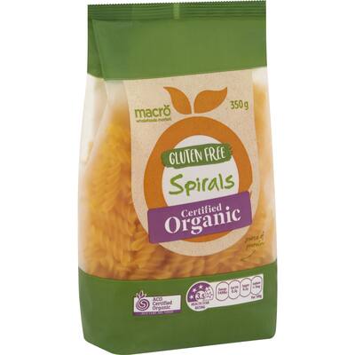 macro organic pasta spirals gluten free