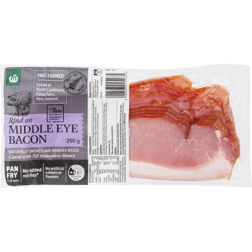 Woolworths Middle Eye Bacon Rind On Free Farmed