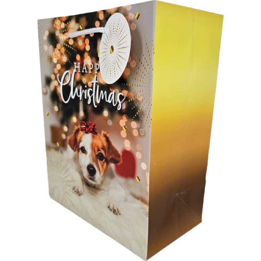 Christmas Gift Bag Medium Dog Design