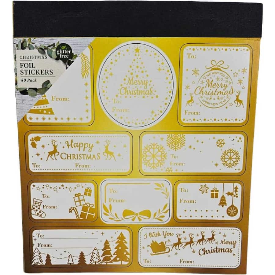 Christmas Gift Stickers Gold Foil