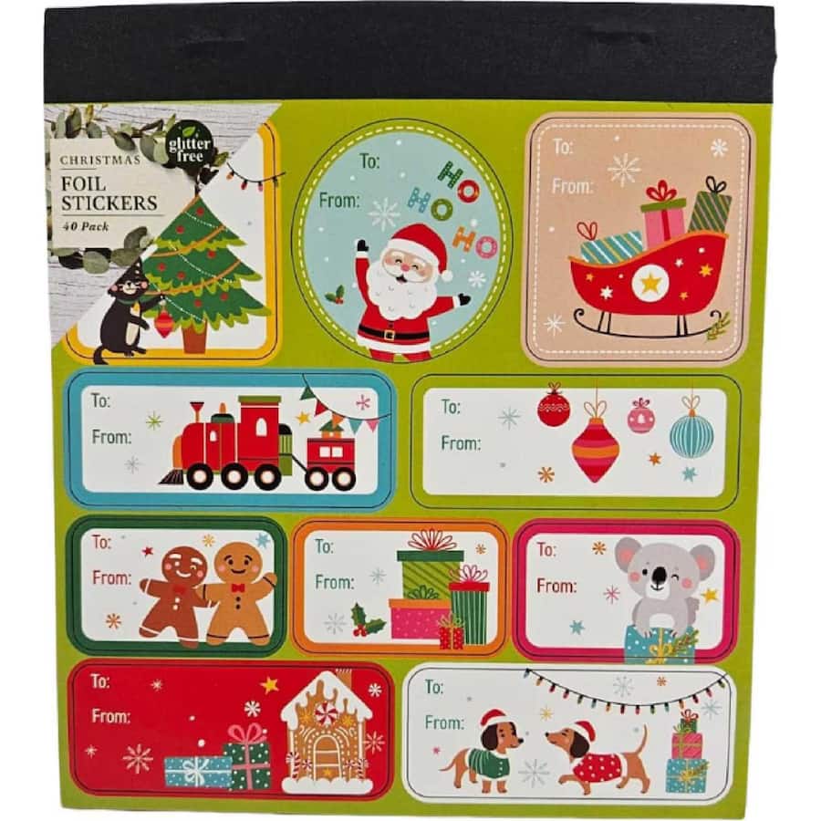 Christmas Gift Stickers Foil Traditional