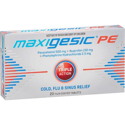 maxigesic cold, flu & sinus remedy pe
