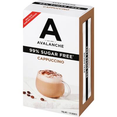 avalanche coffee sachets 99% sugar free cappuccino