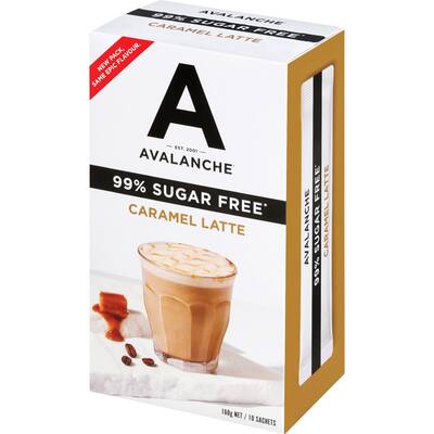 avalanche coffee sachets 99% sugar free caramel latte