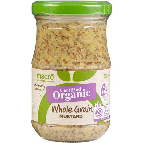Macro Organic Whole Grain Mustard 200g bunch
